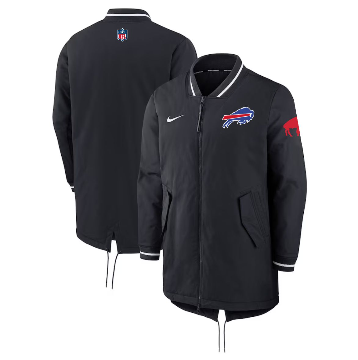 Men 2026 NFL Buffalo Bills black Extended Cotton Jacket style 01->nfl jacket->Sports Accessory